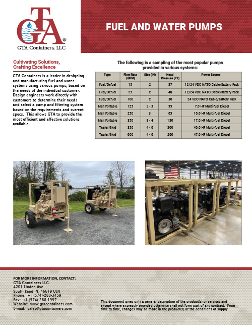 Fuel and Water Pump Systems